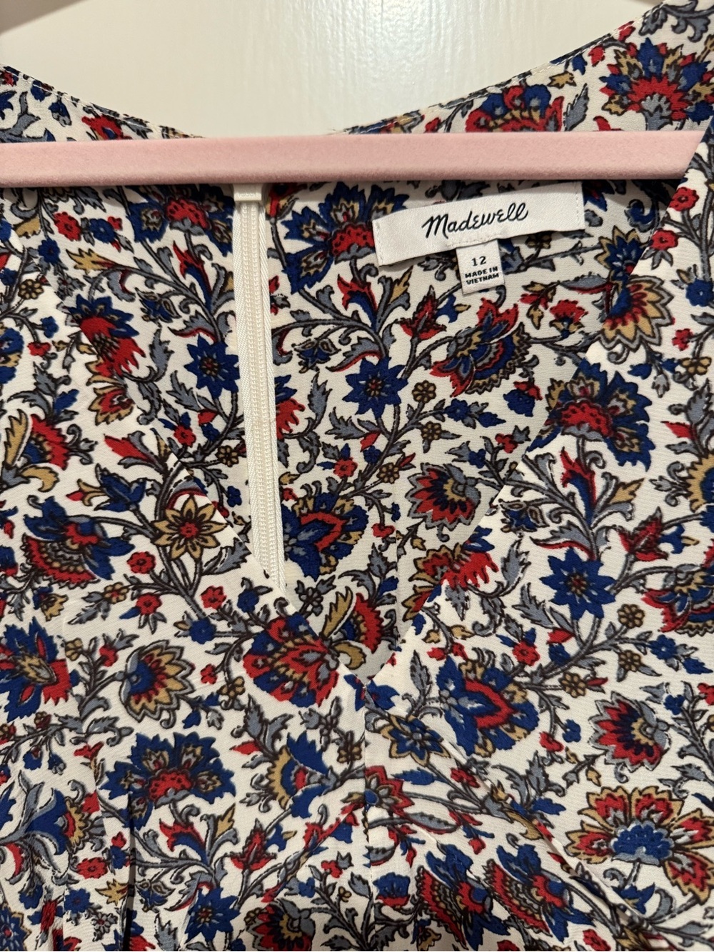 Madewell Floral Maxi Dress in Red, Blue and Cream - Picture 3 of 7